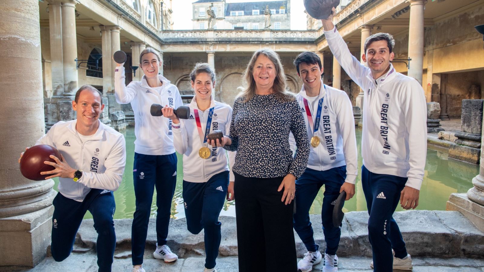 Bath Roman Gym - 4 British Modern Pentathlon Team with Cllr Dine Romero